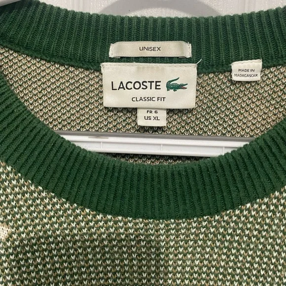 Lacoste Men's Green Geometric Crewneck Sweater - Picture 3 of 5